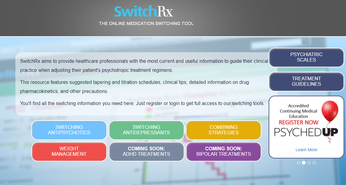 Screenshot of SwitchRx website