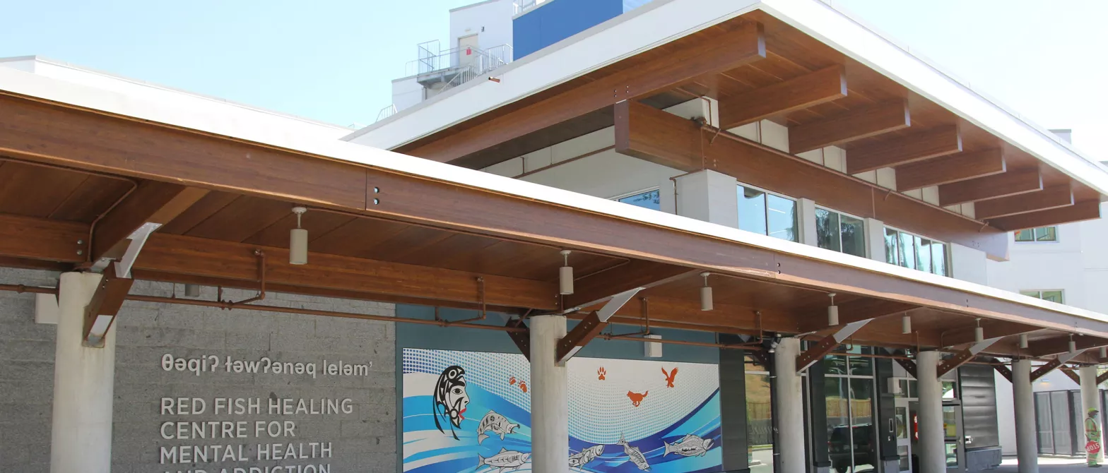 entrance to the Red Fish Healing Centre for Mental Health & Addiction