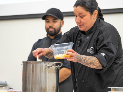 Chef Sarah Mierau cooking demonstration