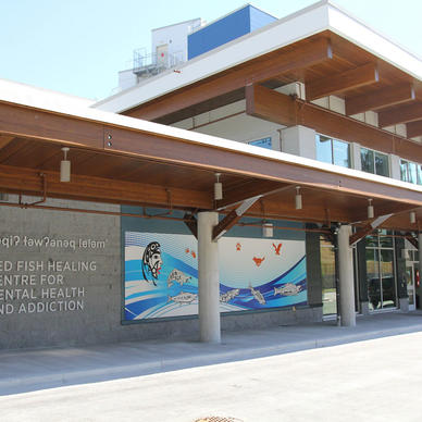 entrance to the Red Fish Healing Centre for Mental Health & Addiction