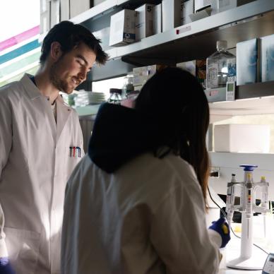 Two researchers in a lab